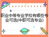职业中等专业学校有哪些专业可选(中职可选专业)