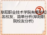 阜阳职业技术学院有哪些知名校友，简单分析(阜阳职院校友分析)