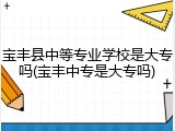 宝丰县中等专业学校是大专吗(宝丰中专是大专吗)