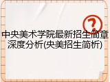 中央美术学院最新招生简章深度分析(央美招生简析)