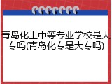 青岛化工中等专业学校是大专吗(青岛化专是大专吗)