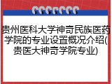 贵州医科大学神奇民族医药学院的专业设置概况介绍(贵医大神奇学院专业)