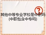 其他中等专业学校是中职吗(中职包含中专吗)