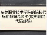 东莞职业技术学院的院校代码和邮编是多少(东莞职院代码邮编)