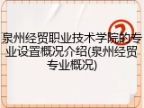 泉州经贸职业技术学院的专业设置概况介绍(泉州经贸专业概况)