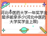 河北中医药大学一年奖学金最多能拿多少(河北中医药大学奖学金上限)