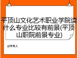 平顶山文化艺术职业学院读什么专业比较有前景(平顶山职院前景专业)
