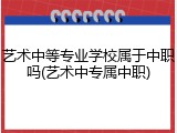 艺术中等专业学校属于中职吗(艺术中专属中职)