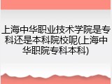 上海中华职业技术学院是专科还是本科院校呢(上海中华职院专科本科)