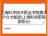 上海科学技术职业学院要多少分才能进(上海科技职院录取分)
