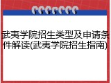 武夷学院招生类型及申请条件解读(武夷学院招生指南)