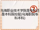 乌海职业技术学院是专科还是本科院校呢(乌海职院专科本科)